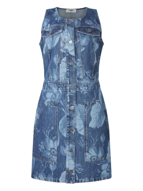 FENDI floral-print button-front dress Blue FLD563ASMDF1SAT