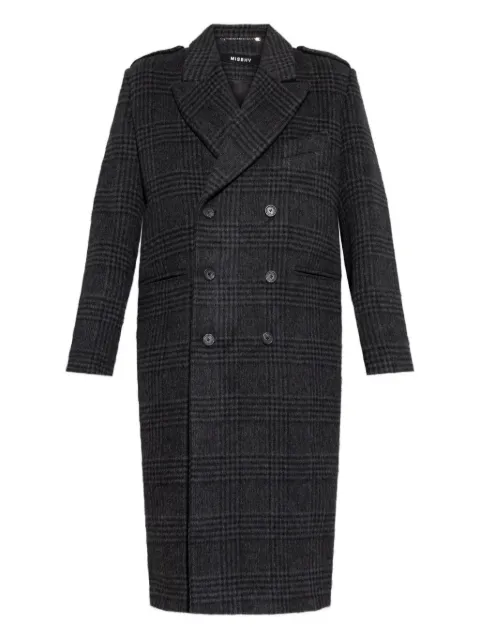 MISBHV checked double-breasted coat Black 251M416