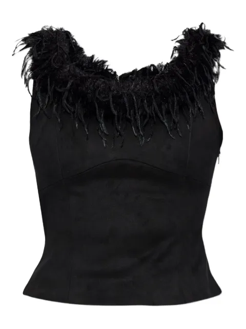 MISBHV feather-trim top Black 251W117