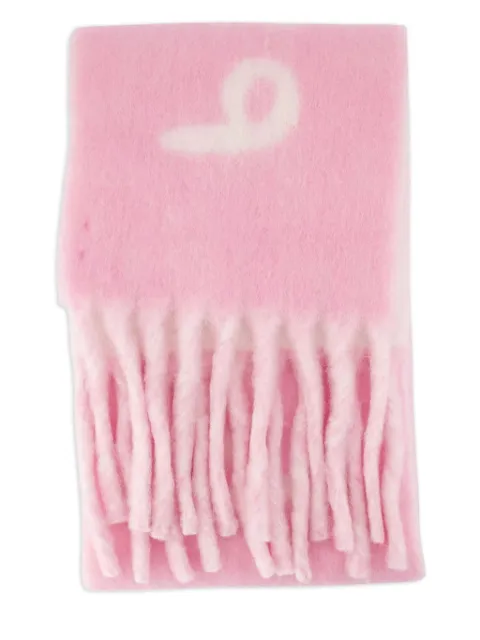 Burberry logo-intarsia fringed scarf Pink 8117267