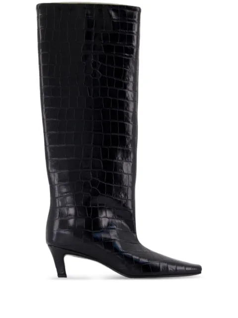 TOTEME 50mm croc-embossed leather knee-high boots Black 243WAS0169LE0076001