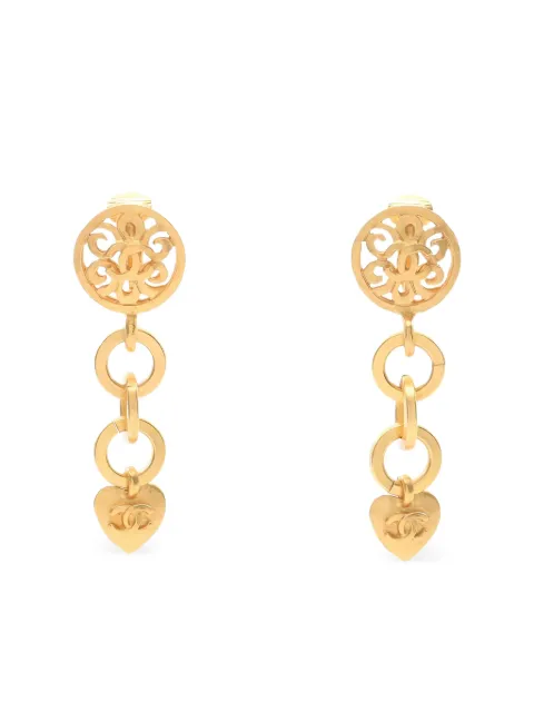 CHANEL Pre-Owned hear-charm drop earrings Gold 1007384