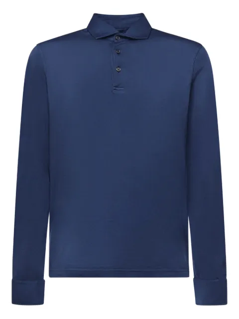 Fedeli buttoned long-sleeve polo shirt Blue 8UED02172