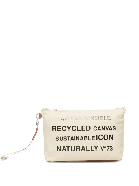 V°73 logo-print clutch bag Neutrals 73BE7V1568RESPONSIBILITYBEAUTNATURALEC