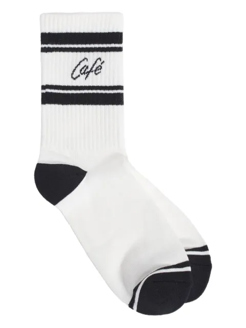 CAFÉ KITSUNÉ striped ribed socks White CKNU06408KT1141