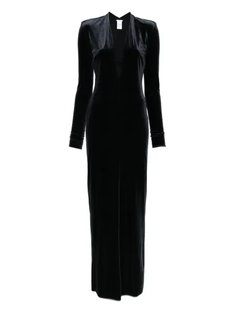 Amazuìn velvet V-neck maxi dress Black 11LARUVJB