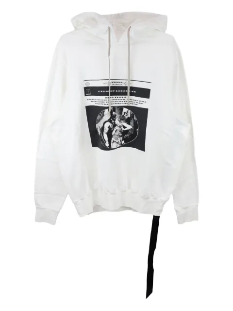 Rick Owens DRKSHDW drawstring graphic-print hoodie White DU01E3262FEP1P