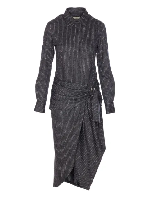ISABEL MARANT Reilly pinstripe belted dress Grey RO0901FAC4J12I