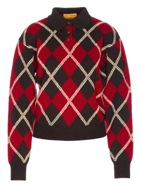 Guest In Residence diamond-pattern polo sweater Brown W34327AMBRCCO