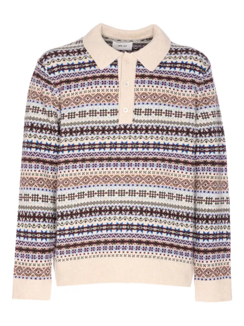 NN07 fair isle-knit long-sleeved polo shirt Neutrals 2560000334MULTI