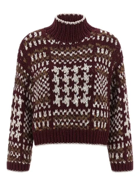 Brunello Cucinelli Prince Of Wales cashmere sweater Red M52637504C678