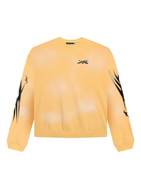 HELLSTAR crew-neck flame-print sweater Yellow HSR052