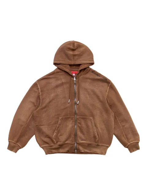 Eckhaus Latta Bison zip-front hoodie Brown 1103ELPS25B