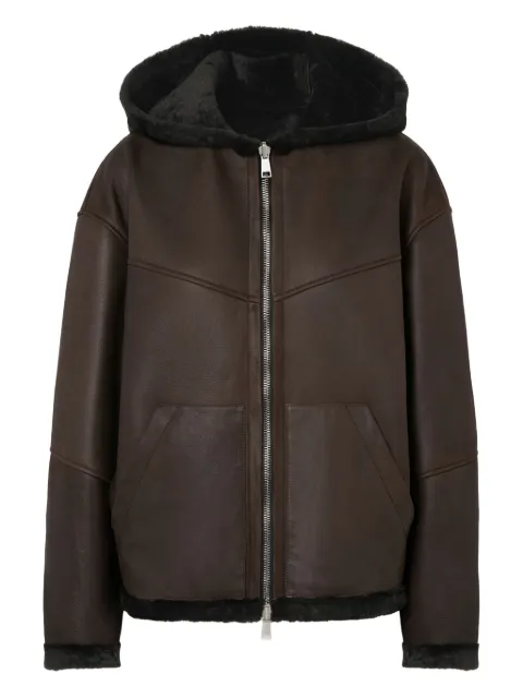 Halfboy hooded leather jacket Brown HF251WL179LT028016