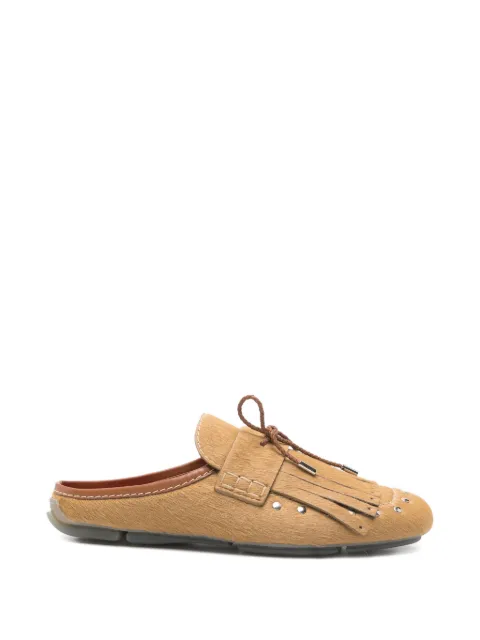 Wales Bonner Montego calf-hair fringed mules Brown WBM46501A23031