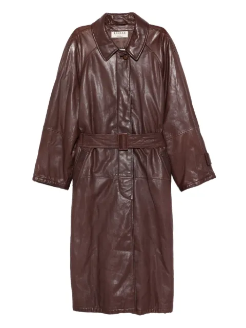 A.N.G.E.L.O. Vintage Cult 1980s belted leather coat Brown AN750AX