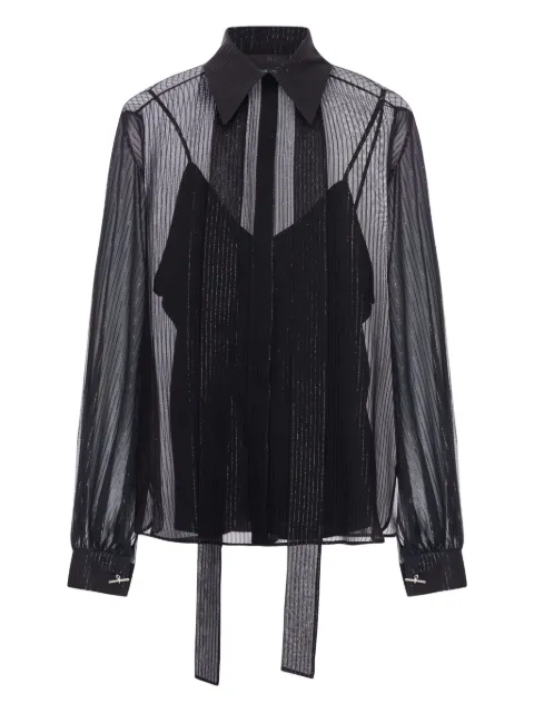 Max Mara striped silk chiffon shirt Black 2521266014600