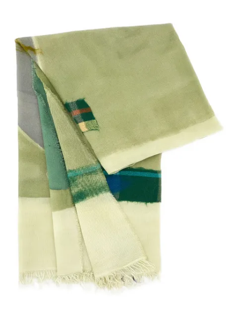 Exquisite J graphic-pattern fringed scarf Green Z507V3