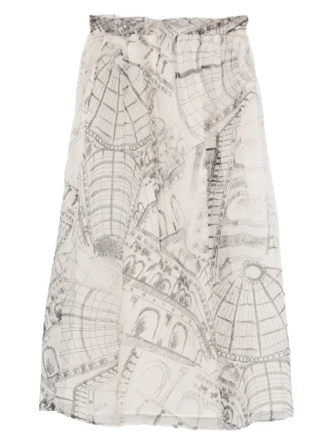 Paul & Joe graphic-print silk skirt White WAMANDA