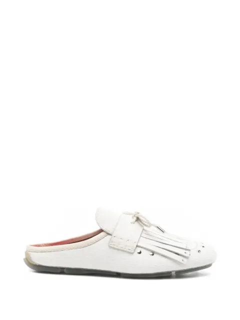Wales Bonner Montego fringed calf-hair mules Neutrals WBM46501A23030