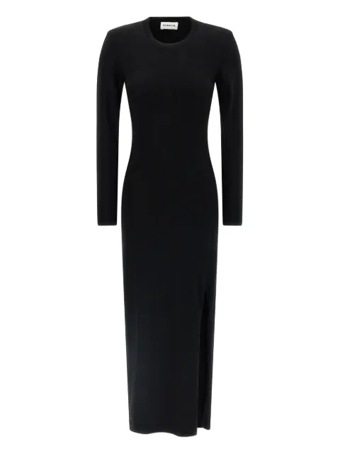 P.A.R.O.S.H. padded-shoulder midi dress Black D550909LIME25