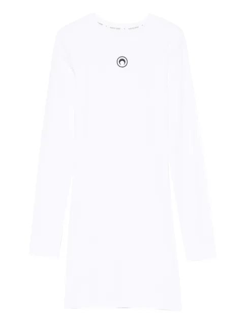 Marine Serre crew-neck long-sleeve dress White WDR267ACJER0011