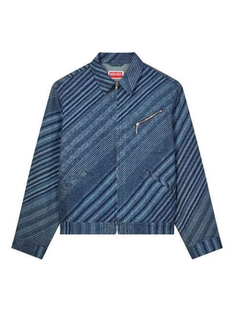 Kenzo Diagonal Stripe cotton jacket Blue FF65DV3006Z1