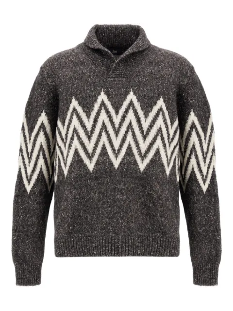 Herno zigzag-pattern collared sweater Grey MG000188U70295