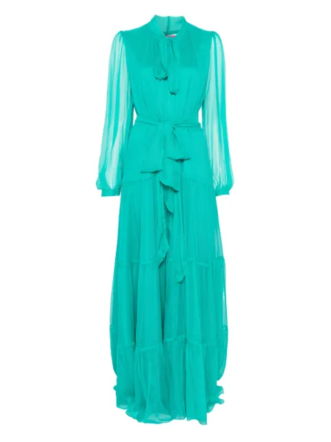 MIAU by Clara Rotescu tiered panelled maxi dress Green TALLULAH