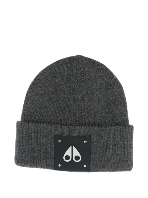 Moose Knuckles logo-plaque wool beanie Grey M34MA574