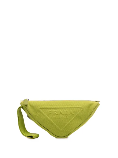 Prada Pre-Owned 2021-2025 Canvas Canapa Triangle Logo Wristlet clutch bag Green MK0FENQBQJZDOPQS