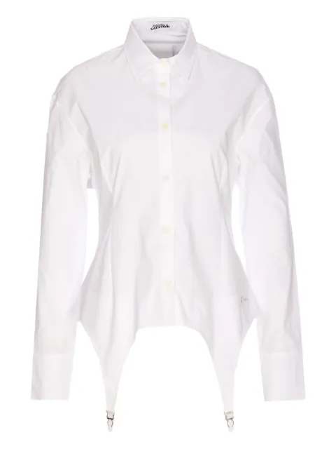 Jean Paul Gaultier Jaretekkes button-front logo-plaque shirt White 2504WST037C071