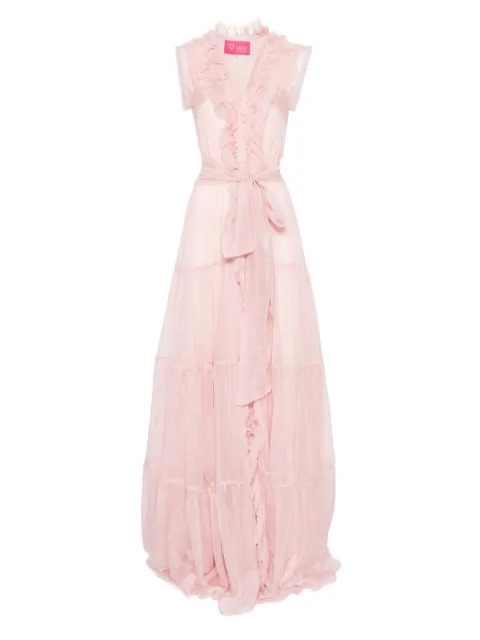 MIAU by Clara Rotescu ruffled tiered maxi dress Pink AURORA