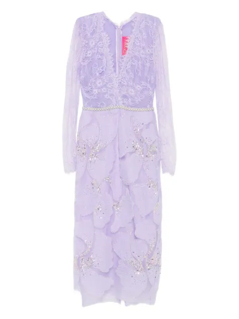 MIAU by Clara Rotescu lace-appliqué embellished dress Purple FLORANCE