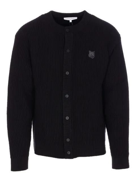 Maison Kitsuné Fox Head ribbed cardigan Black PM00508KT1149