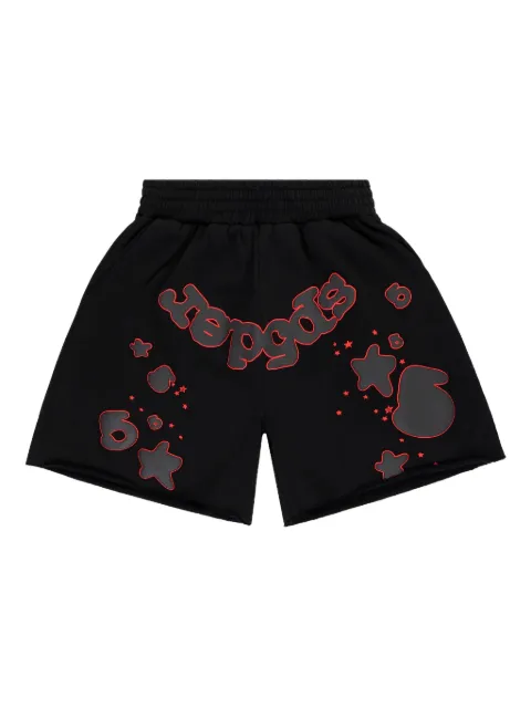 SP5DER logo-print cotton shorts Black SP5DER185