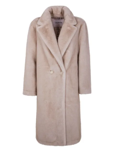VALENTINI 1972 double-breasted faux-fur coat Neutrals E3111ECOMINK