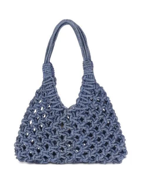 Hibourama crystal-embellished woven shoulder bag Blue CO00HIBVANNIFIQUES