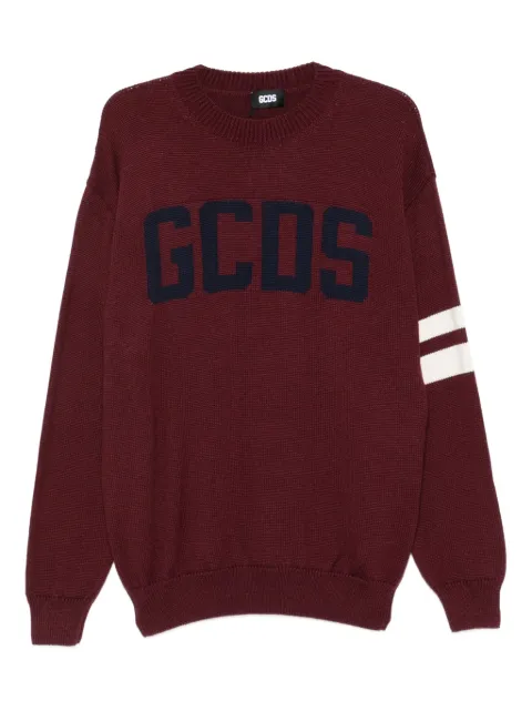 GCDS crew-neck stripe-detail sweater Red B2XM1506I5