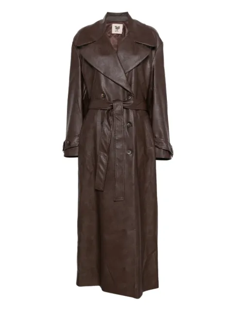 Aniye By belted double-breasted leather coat Brown 181532
