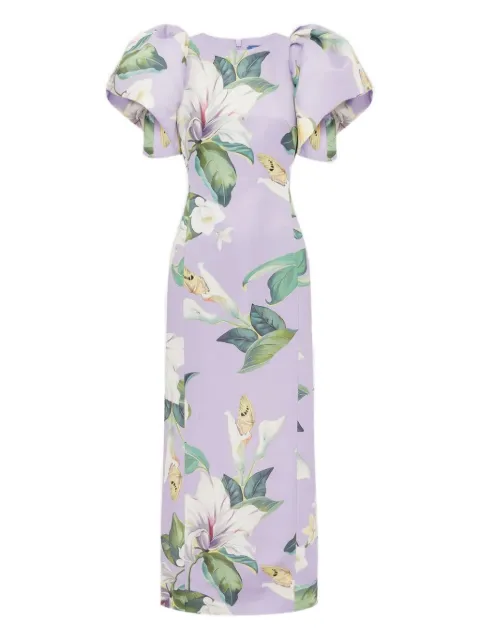 Leo Lin Lucinda puff-sleeve floral maxi dress Purple LLFW250411