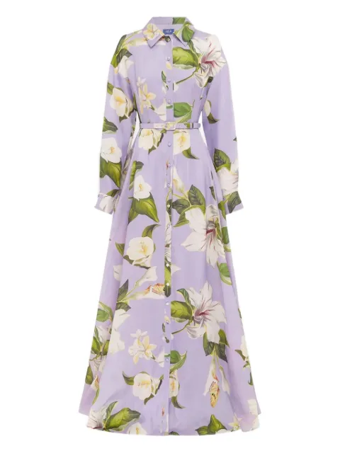 Leo Lin Josephine buttoned floral maxi dress Purple LLFW250521