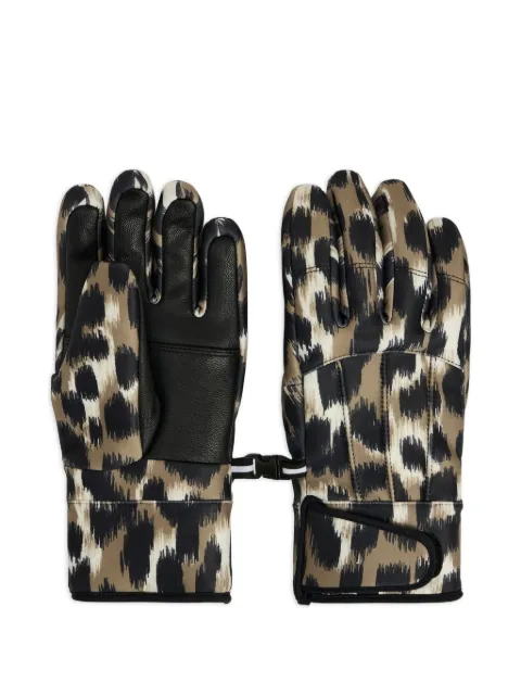 Fusalp Glacier leopard-print leather-palm gloves Brown 24HG1701