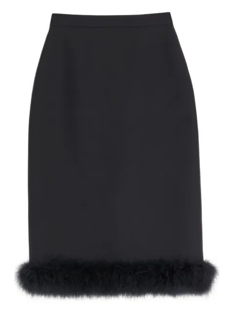 Valentino Garavani Crepe Couture midi skirt with feathers Black BRAEJ11CF