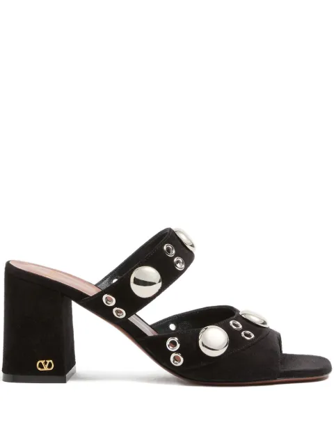 Valentino Garavani Nellcôte slide sandals in split leather 75mm Black WS0NZ0YTB