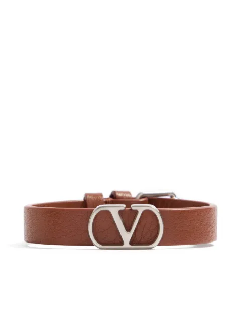 Valentino Garavani Vlogo Signature grainy calfskin bracelet Brown YJ0X63GMY