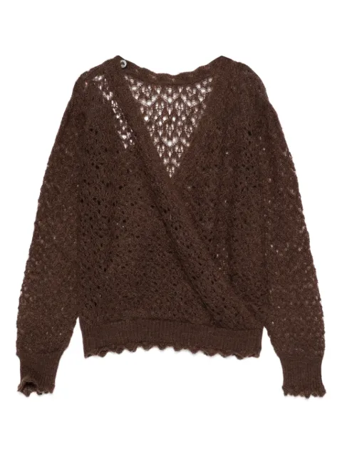TWINSET crochet-detail wrap sweater Brown 252TT3200