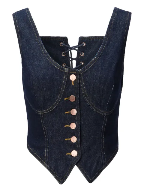 No44 lace-up button-fastening vest Blue 500017002FARF