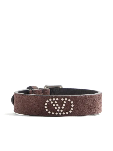 Valentino Garavani Vlogo Signature suede and metal bracelet Brown YJ0BD8WYL