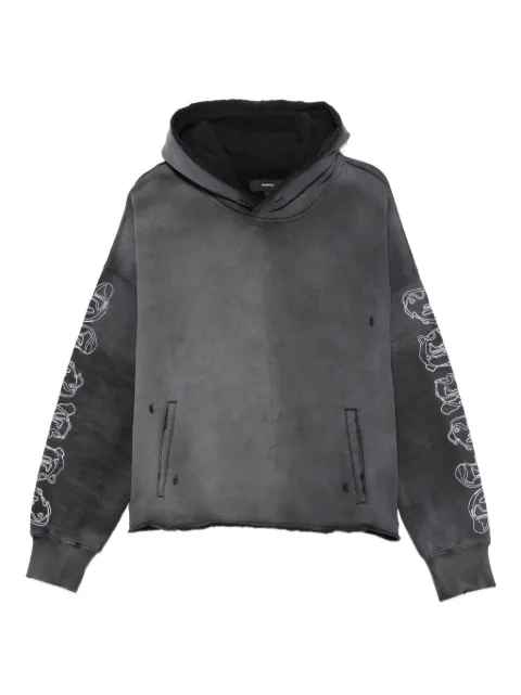 Purple Brand sleeve-graphic distressed hoodie Grey M4104HFBG